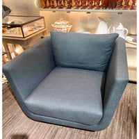 Custom Blue Woven Silk Wool Swivel Chair