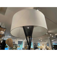 Black Metal Industrial Tripod Floor Lamp w/ White Shade
