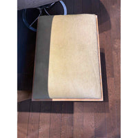 Custom Green Pony Hide Bench on Natural Wood Legs