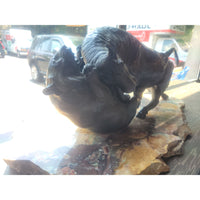 Bronze Bull & Bear Fight Sculpture on Stone Base