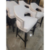 PAIR of Custom White Leather Nailhead Bar Stools - AS IS