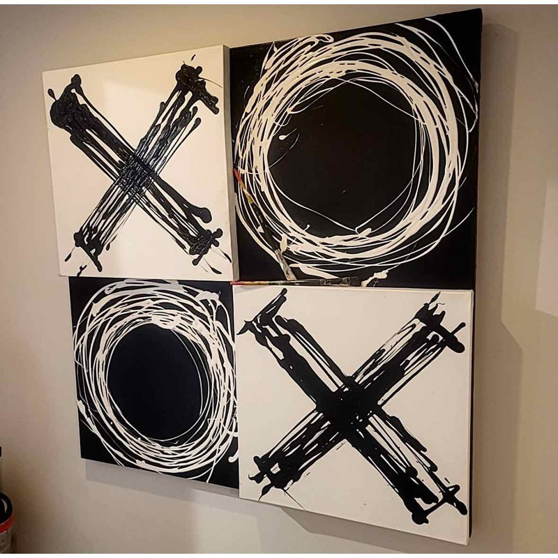 Black & White XO 3D Painting on Canvas 48"Sq