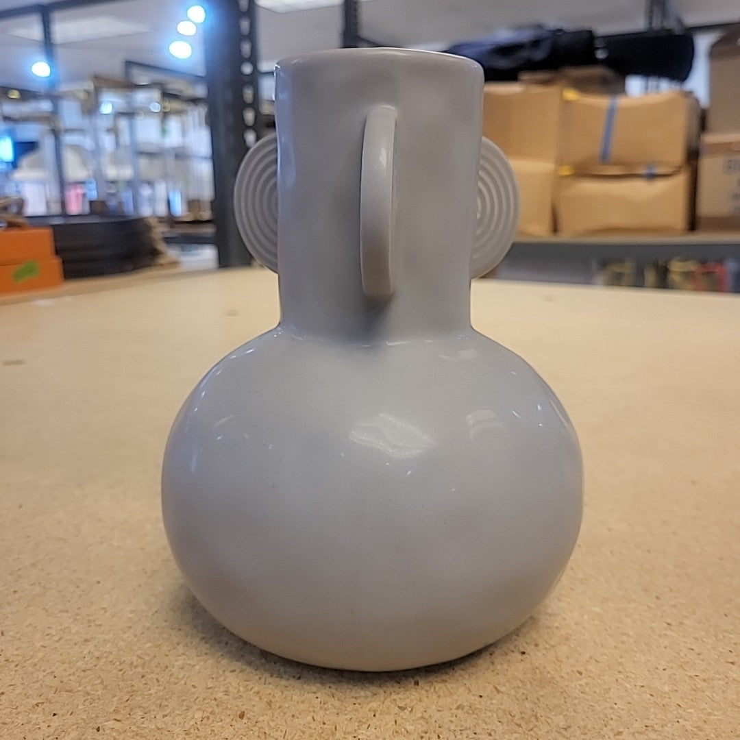 Glazed Gray Ceramic Vase w/ 3 Extensions