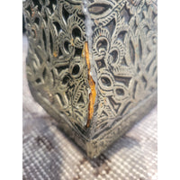 Moroccan Marrakesh Metal Wrapped Coffee Table w/ Glass Top (AS IS)