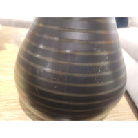 Striped Black & Brown Ceramic Genie Bottle Vase