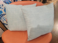 PAIR of Custom Powder Blue Velvet Square Pillows (AS IS)