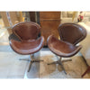 PAIR of Timothy Oulton Devon Style Brown Leather & Steel Swivel Chairs