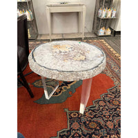 Agate Slab Drinks Side Table w/ Acrylic Lucite Base