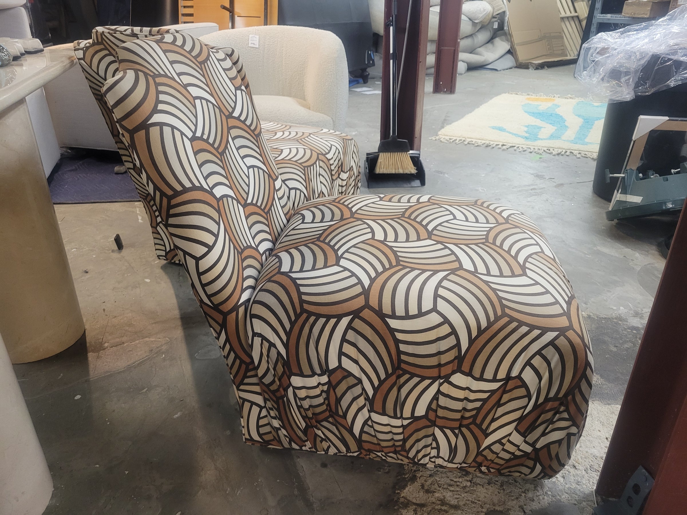 PAIR of MCM Armless Lounge Chairs w/ Custom Upholstery