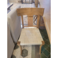 SET of 6 'Sussex' Driftwood Dining Chairs w/ White Leather Seats by Oly