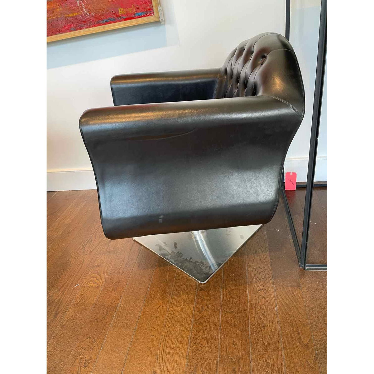 Chesterfield Leather & Nailheads Adjustable Salon Styling Chair on Metal Base