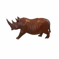 Carved Wood Rhino, AS IS, Horn Has Been Repaired, 23"Lx9"Dx12"H