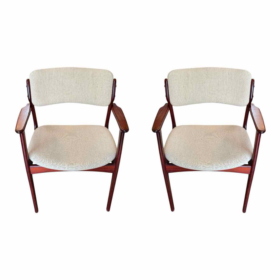 PAIR of Erik Buch Attributed Oiled Teak Armchairs - AS IS