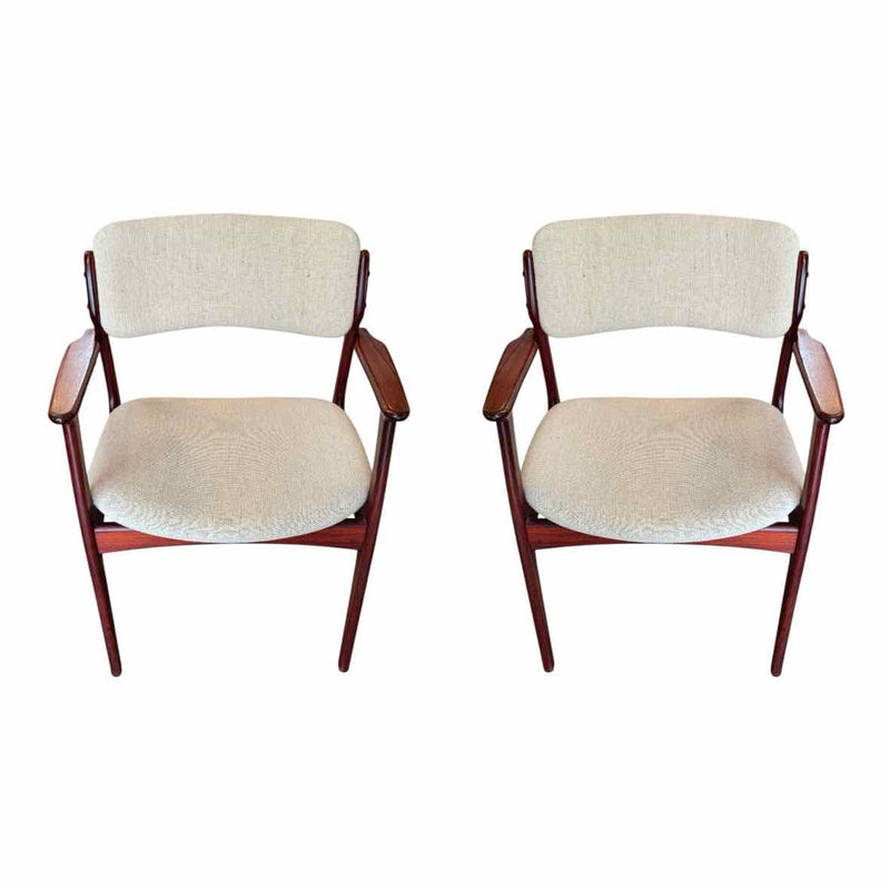 PAIR of Erik Buch Attributed Oiled Teak Armchairs - AS IS