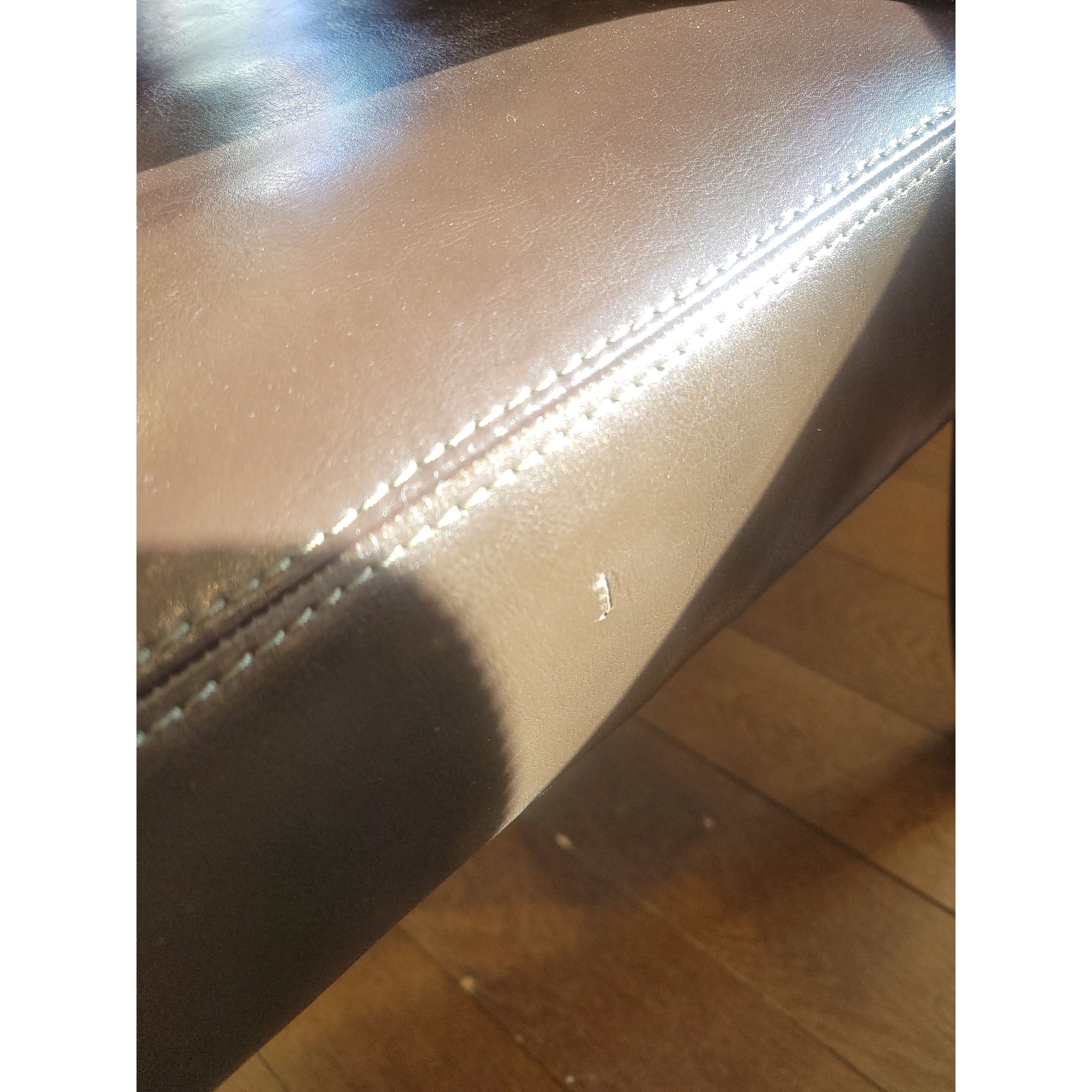 SET of 8 Brown Leather Dining Chairs - colletteconsignment.com