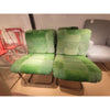 SET of 4 Vintage 1970s Green Suede & Chrome Chairs by Roche Bobois - AS IS