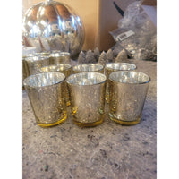 Set of 6 Gold Mercury Glass Votive Candle Holders