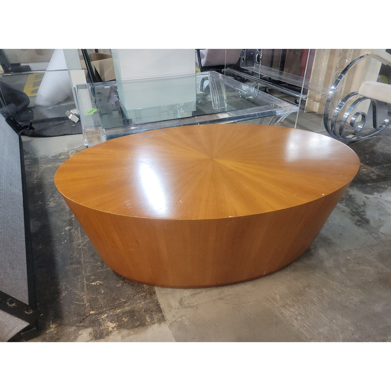Mid-Century Oval Wood Coffee Table - AS IS