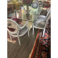 Set of 4 Vintage Custom Upholstered Dining Chairs with Fornasetti Backs