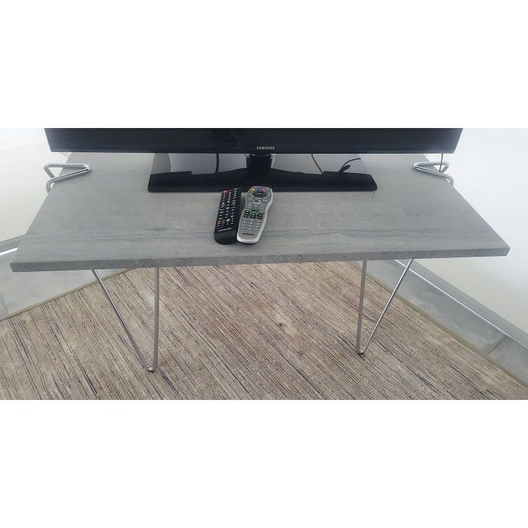 Stone Top Table w/ Chrome Legs - colletteconsignment.com