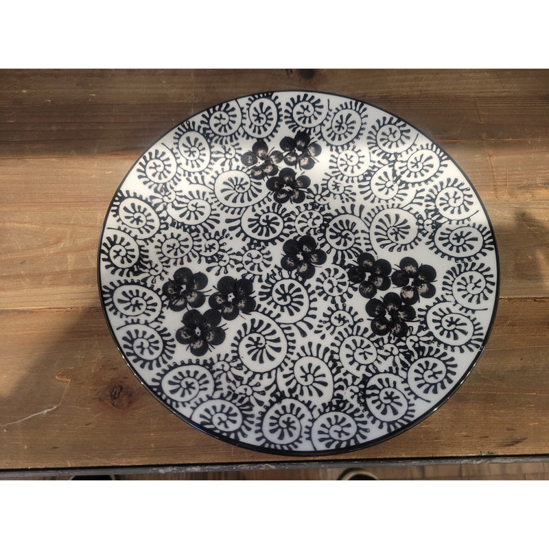 12-Pc Black & White Porcelain Tea Set