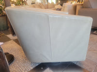 PAIR of Tan Leather Swivel Lounge Chairs by MG&BW (AS IS)