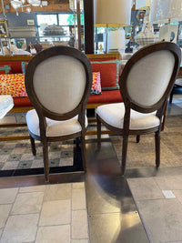 SET of 8 French Linen & Wood Dining Side Chairs by RH
