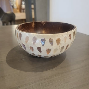 White Mother of Pearl Inlay Coconut Bowl