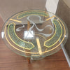 Two Tier Etched & Painted Glass Side Table