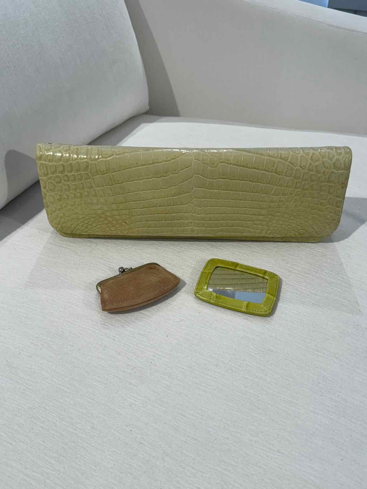 Cape Cobra Lime Green Genuine Crocodile Leather Clutch