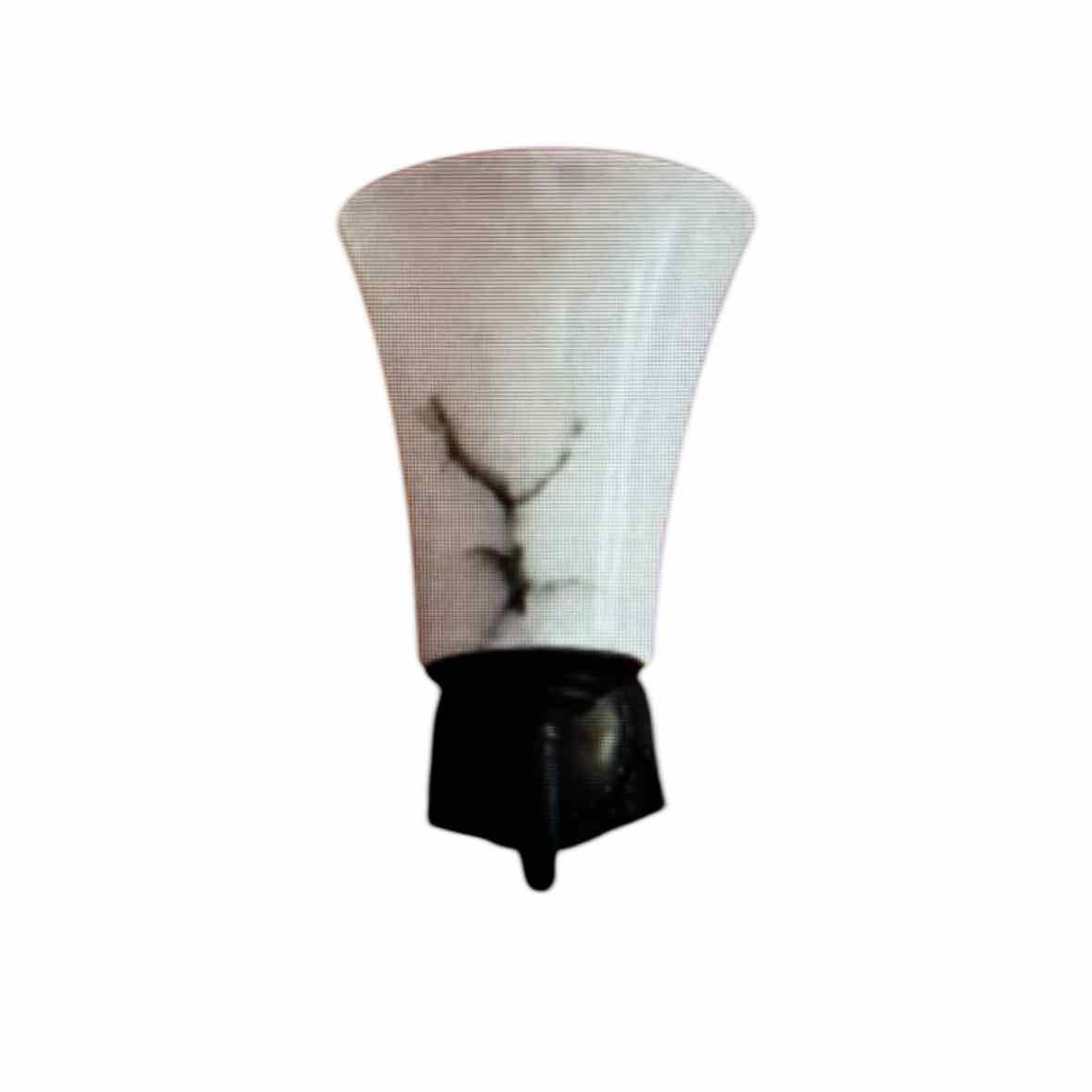 Armed Sconce with Veined Alabaster Shade / Aged Iron Base - colletteconsignment.com