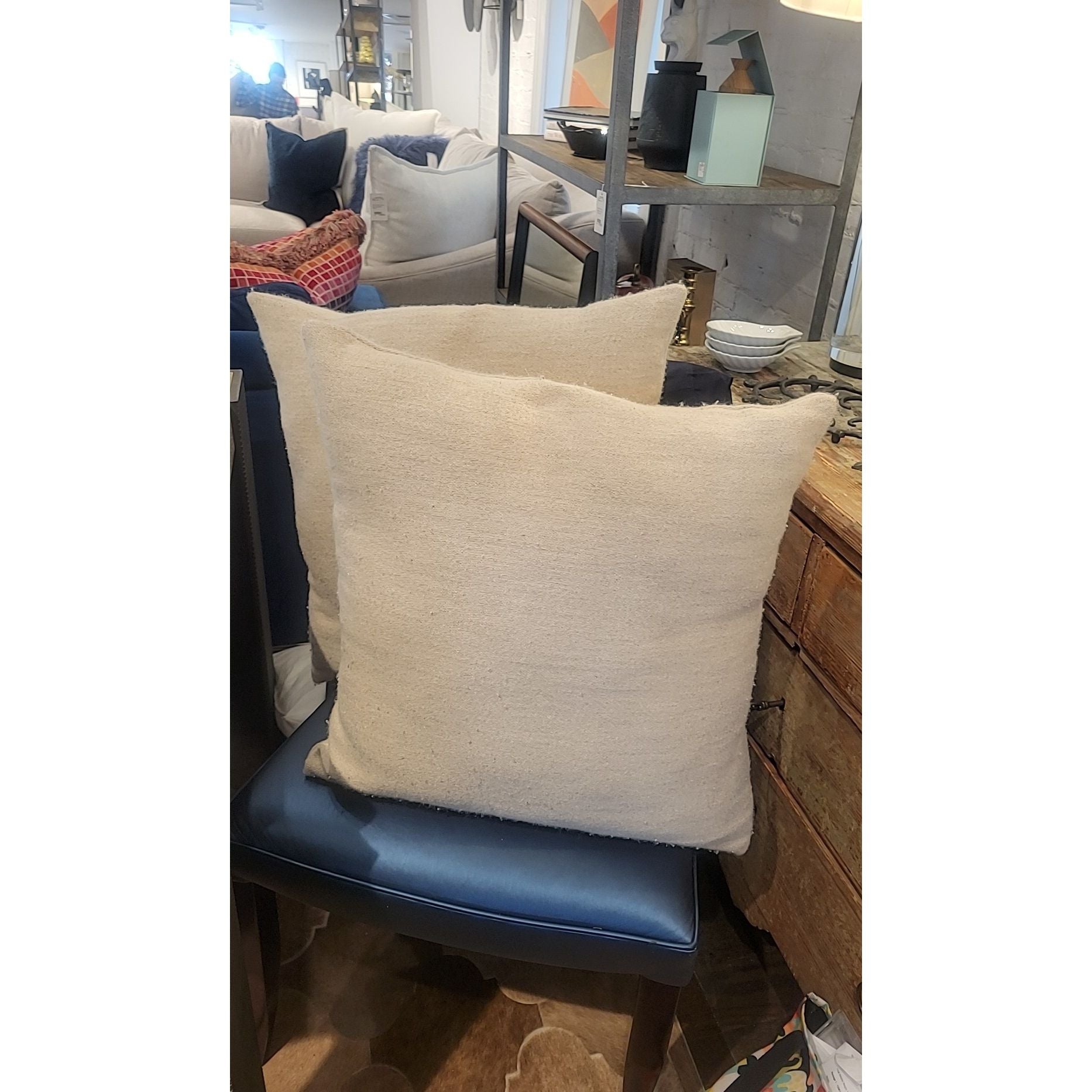 PAIR of Beige Wool Pillows
