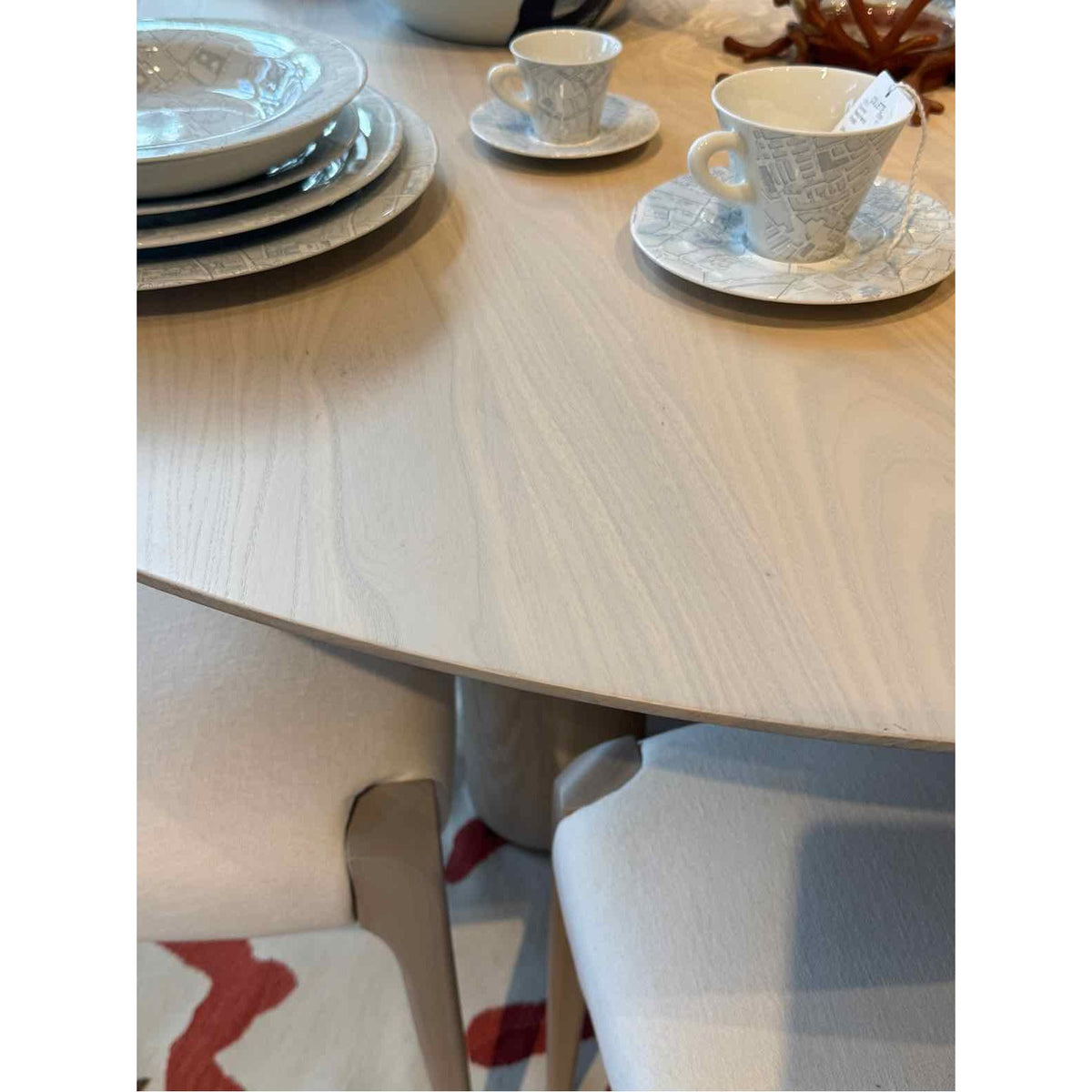 5-ft Round Whitewash Ash Wood Dining Table - colletteconsignment.com