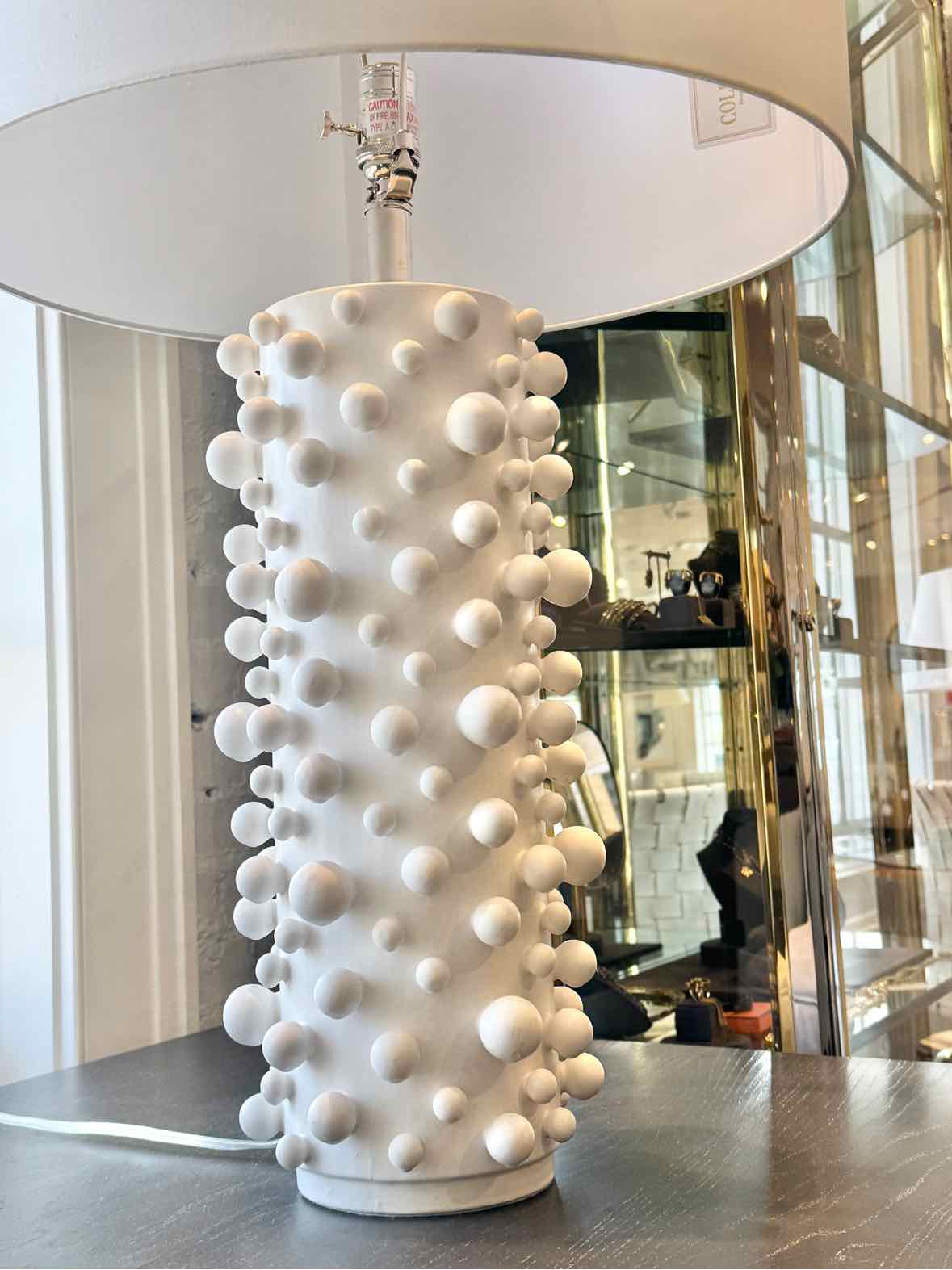 Pair of B.D. Jeffries "Molecule" Table Lamps in White 20"Diam X 32.5"H