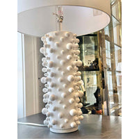 Pair of B.D. Jeffries "Molecule" Table Lamps in White 20"Diam X 32.5"H