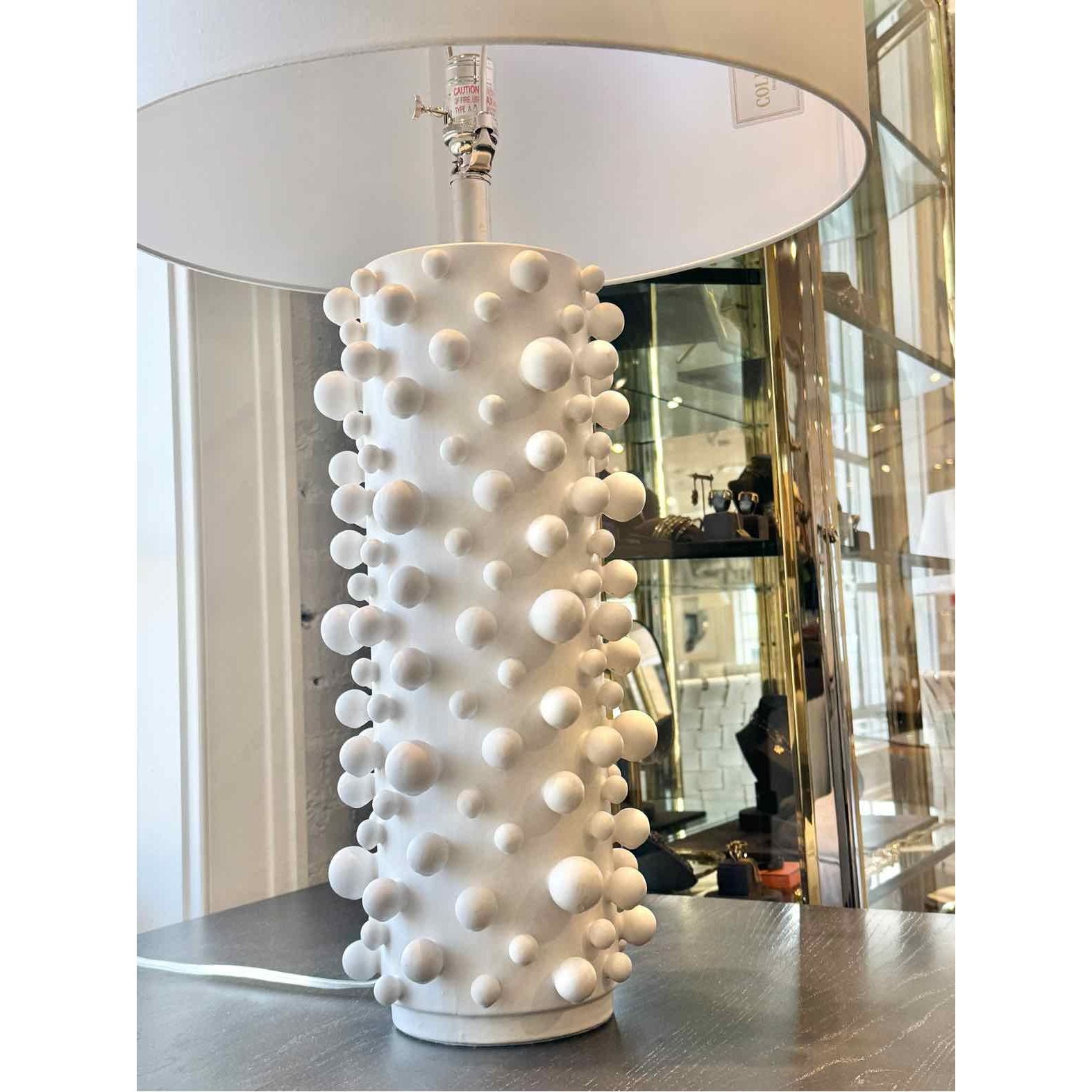 Pair of B.D. Jeffries "Molecule" Table Lamps in White 20"Diam X 32.5"H