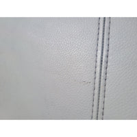 Round Gray Leather & Chrome Ottoman by RH - AS IS