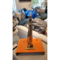 PAIR of Illuminations Orange Painted Steel & Bronze Table Lamps by Oscar Molina