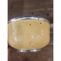 SET of 3 Yellow & Green Ceramic Bowls w/ Metal Trim