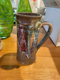 PAIR of Purple Painted Pottery Steins