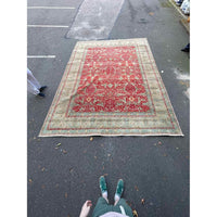 10' x 13.8' Turkish Green & Red Wool Rug