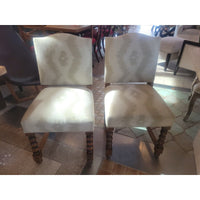 Set of 4 IKAT Upholstered Wood Dining Chairs (AS IS) - colletteconsignment.com