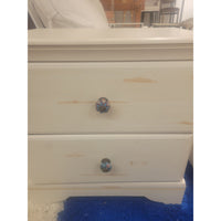 PAIR of White Wash Wood 2-Drawer Night Stands w/ Ceramic Knobs (AS IS)