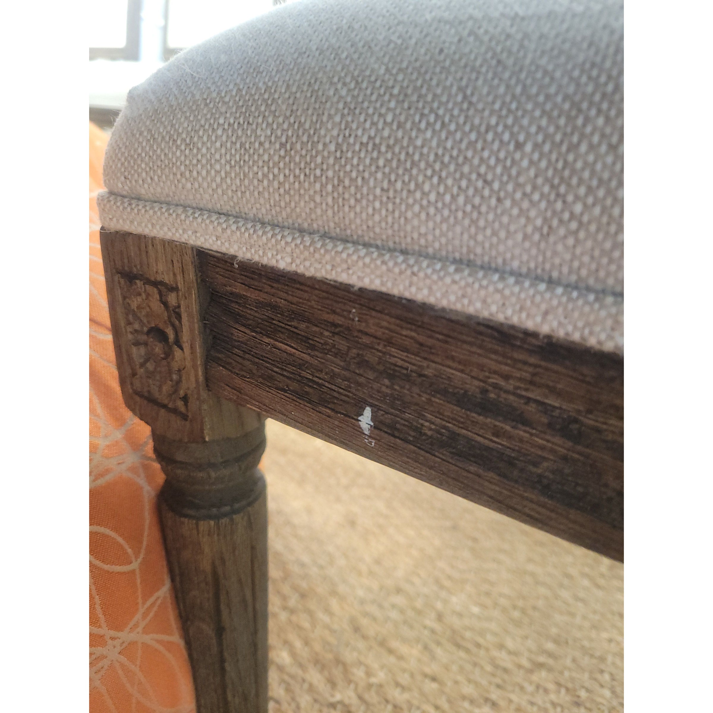 SET of 8 French Linen & Oak Dining Chairs by RH (Inc. 2 w/ Arms) - AS IS