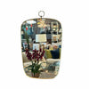 Mid-Century Gold Tone Oval Mirror w/ Top Ring
