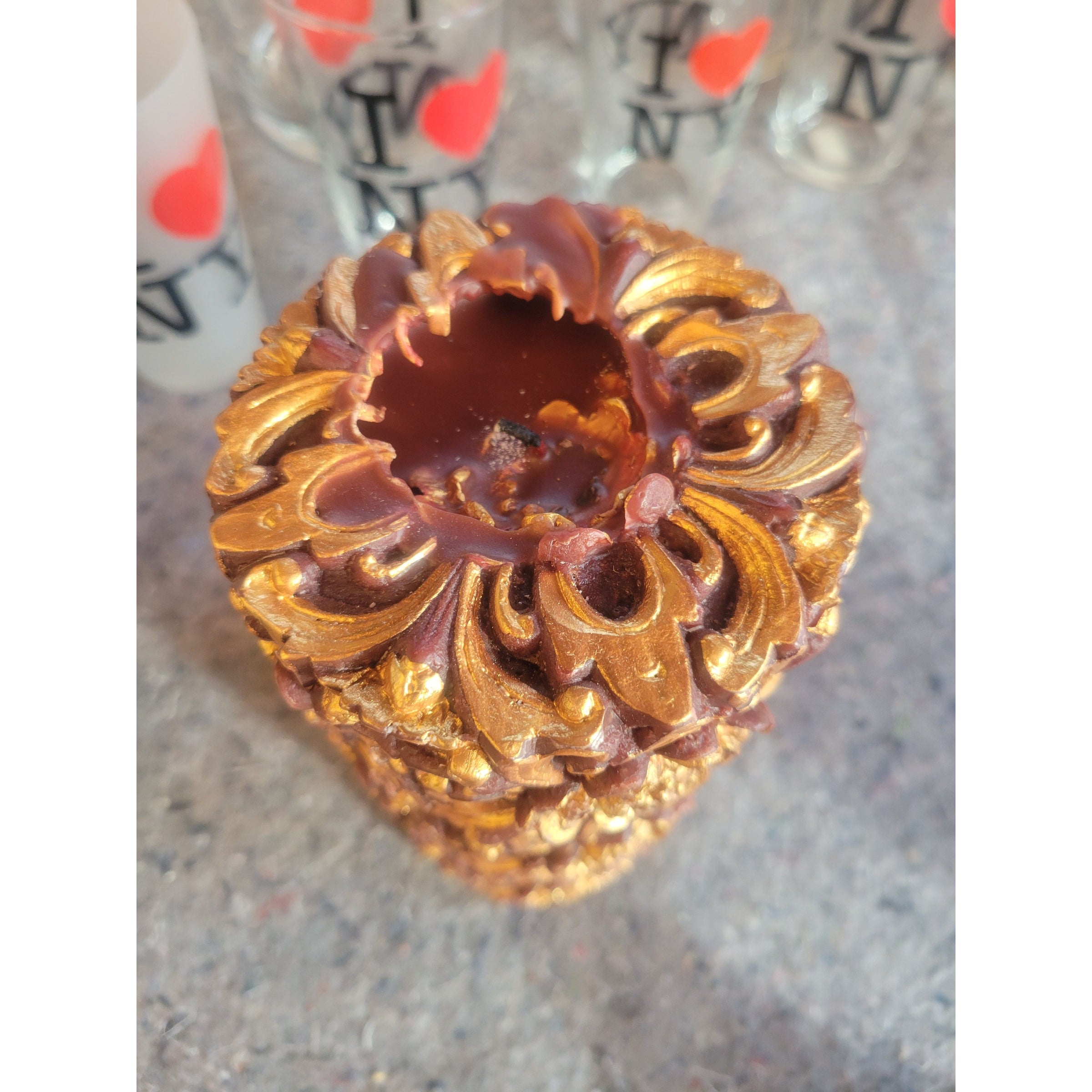 Carved Floral Pillar Candle
