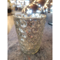 Set of 5 Large Hexagonal Mercury Glass Candle Holders