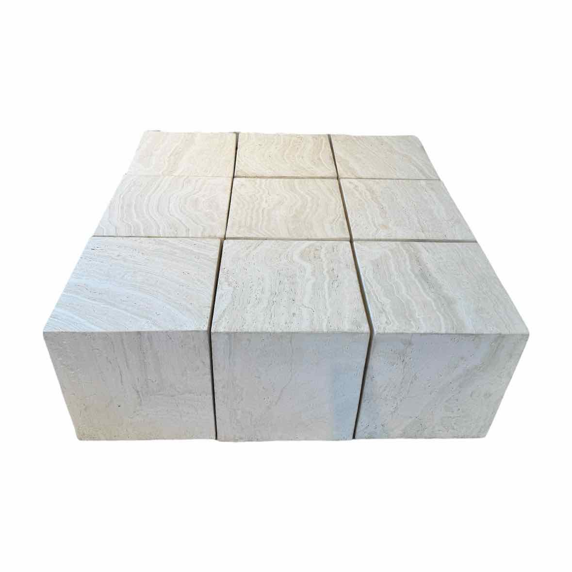 4-ft Square Stone Block Coffee Table w/ 9 Cubes - AS IS