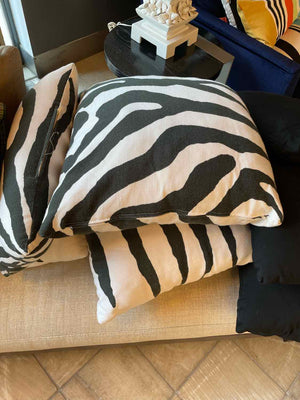 PAIR of Green Zebra Square Pillows