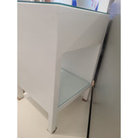 White Linen Maris Nightstand w/ Glass Top & Shelf by Made Goods